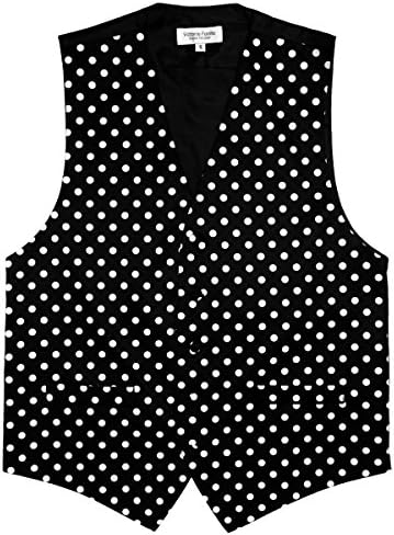 4PC Formal Polka Dot Suit Vest Set - Necktie, Bow Tie, and Handkerchief - Mens Tuxedo Vest Set