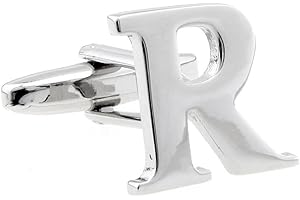 MRCUFF Letter A-Z Monogram Initial Cufflinks with a Presentation Gift Box & Polishing Cloth