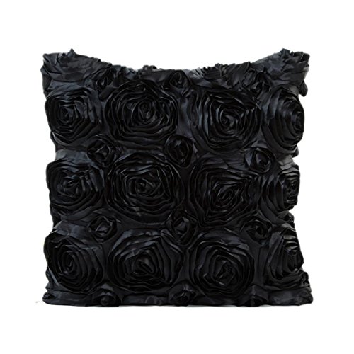 Leewos Pillow Covers, Waist Polyester Cushion Cases 43X43cm/16.9X16.9 Inches Throw Pillow Case Sofa Car Cushion (Black)