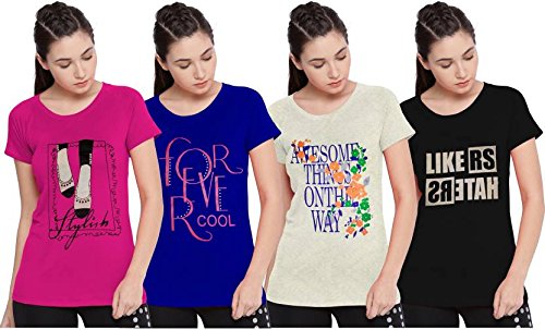 so sweety sneak peak ladies half sleeve pack of 4 t shirt (1009)
