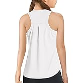 Haloumoning Girls Athletic Tank Tops Kids Racerback Sleeveless Workout Running Sports Shirts 5-14 Years