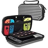 Lammcou Carrying Case for Nintendo Switch Deluxe Travel Case with 10 Game Cartridge Slot, Anti-fall Hard Shell Protective Case for Storage Nintendo Console &amp; Accessories - Gray