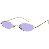 MEETSUN Vintage 90s Small Oval Sunglasses For Women Men Metal Frames Designer Gothic Glasses