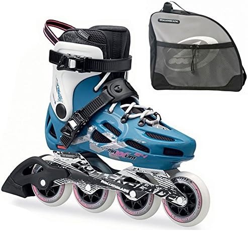 Rollerblade Maxxum 84 W Petrol Blue and White Inline Skates with Rollerblade Skate Bag Included-6.5