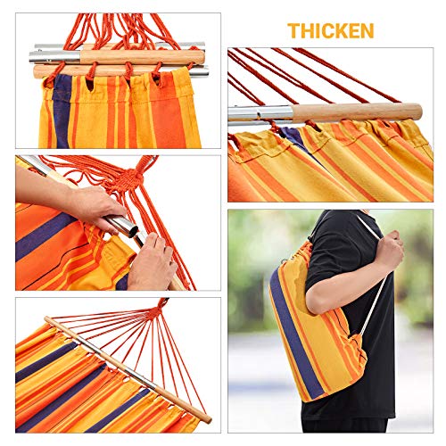 KingCamp 200 * 140CM Hängematte Stabhängematte mit Holz Entspannung Hängesessel Baumwolle für Komfort und Haltbarkeit… – Bild 5