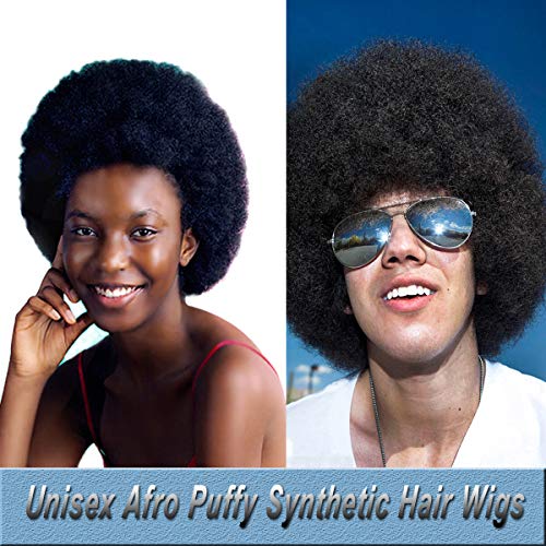 Short Afro Puffy Synthetic Hair Wig Andromeda Natural Black Heat
