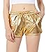 POSHDIVAH Metallic Shorts for Women Hot Sparkly Shiny Shorts with Elastic Drawstring