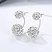 Women Crystal Rhinestone Ear Jacket Earrings Double Ball Drop Ear Stud Earrings Jewelry Gift