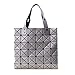 Color Scissor Womens PU Leather Large Shoulder Bag Geometric Split Joint Tote Handbag Purse Silver