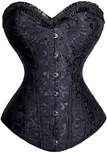 Women Steel Boned Brocade Overbust Long Torso Waist Training Corset