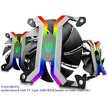 DEEP COOL MF120S 3x120mm PWM Case Fans Radiator Fans, Motherboard Control and Wired Controller Supported, 5V 3-pin Addressable RGB, 5-Port RGB Hub Included