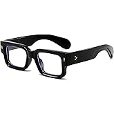 EYLRIM Square Thick Frame Glasses for Women Men Chunky Rectangle Blue Light Glasses Non Prescription Eyeglasses