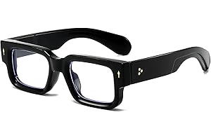 EYLRIM Square Thick Frame Glasses for Women Men Chunky Rectangle Blue Light Glasses Non Prescription Eyeglasses