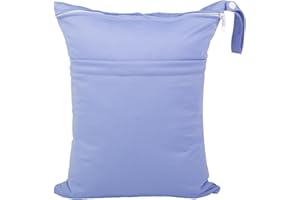 babeine Wet Dry Bag for Baby Cloth Diapers, Waterproof Reusable with Two Zippered Pockets Travel Beach Pool Soiled Baby Items Yoga Gym Bag for Swimsuits or Wet Clothes (purple)