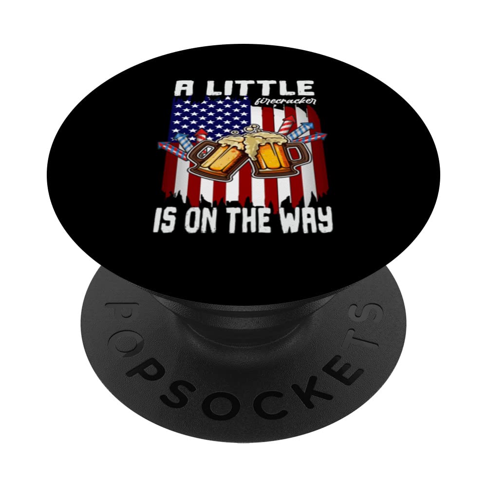 4th Of July Little Firecracker On The Way Surprise Pregnancy PopSockets Swappable PopGrip