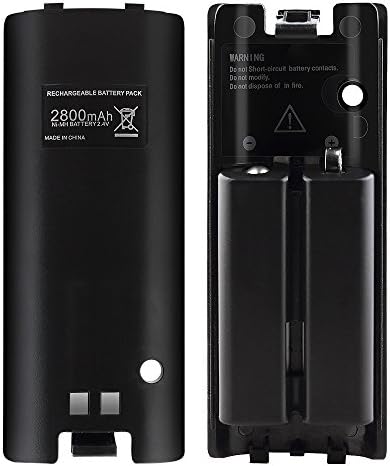 Kycola Wii Batteries WK011 2 Capacity 2800mAh Rechargeable Battery Packs for Nintendo Wii Remote Controller(Black)