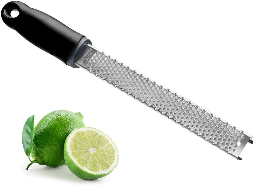 Multi-Purpose Kitchen Grater with Ergonomic Handle | Zester with Black Rubber Handle | Parmesan Cheese Grater Zester | Lemon Grater Made Of Stainless Steel – Sharp Lime Orange Applicable to the Grater | Universal Grater | Stainless Steel Grater | High-Quality Hard Cheese Slicer/Can also be used as a chocolate grater | Zinsser Classic Vegetable Grater
