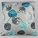 Cushion Case Pillow Cover Square 20x20 Inch Cotton Polyester Blue Grey Leaves