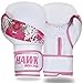 Kickboxing Gloves Boxing Gloves for Women Ladies Girls Leather Training Bag Sparring Pink Mitts Muay Thai Kick Boxing Gloves (White, 16oz)