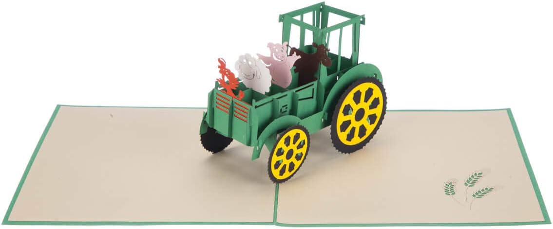 Cardology - Farm Animals Birthday Pop-Up Card, Green, 15 x 15cm - Image 4