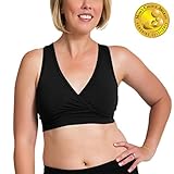 Soft French Terry Nursing Sleep Bra for Maternity / Breastfeeding (Large, Black)