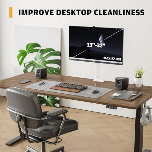 HEMUDU Single Desk Monitor Arm Mount Fits 13" to 32" Flat Curved Computer Screens Swivel Height Adjustable Rotatable Holds up to 77lbs