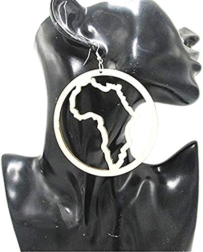 Silhouette of Africa Map Earrings / Natural Hair / African American Woman Earring / Wood Jewelry (Natural Wood)
