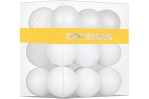 GAMEXCEL White 2.5" Christmas Balls Christmas Tree Decoration Ornaments Shatterproof Hanging Balls for Birthday Valentines Day Easter Holiday Wedding Decorations Set of 18pcs