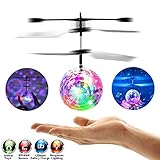 Mini Flying RC Ball, SZJJX Crystal Hand Suspension Helicopter Aircraft Infrared Sensing Induction Disco Lighting Bird Toy Colorful LED Flashing