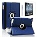 ipad 2/3/4 Case,Uvital 360 Degree Rotating PU Leather Case with Screen Protector Cover,Multi-angle Stand Folio Cover with Smart Wake Up Sleep for iPad 2 3 4(Navy Blue)