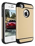 iPhone 4 Case, iPhone 4S Case, CHTech Fashion Double Layer Heavy Duty Protection Scratch Proof Armor Case Cover for Apple iPhone 4/4S (Royal Gold)