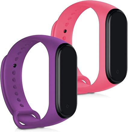 kwmobile Silicone Watch Strap for Xiaomi Mi Band 4-2X Fitness Tracker Replacement Band Wristband Bracelet Set with Clasp