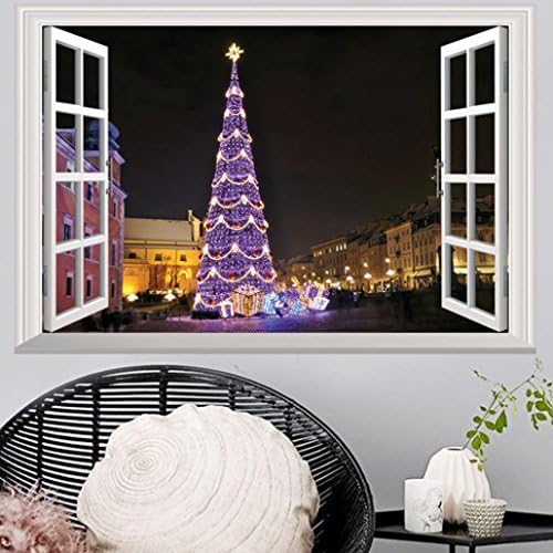 FENZL 3D Christmas Wall Stickers Removable Mural Decals Vinyl Art Living Room Decors (D)
