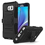 Galaxy Note 5 Case, MoKo Shock Absorbing Hard Cover Ultra Protective Heavy Duty Case with Holster Belt Clip + Built-in Kickstand for Samsung Galaxy Note 5 5.7 Inch (2015) - Black