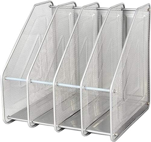 PENGKE Metal Wire Mesh Desktop Magazine Holder,Office Desk File Organizer and Sorter for Home Office School,Pack of 1,Silve