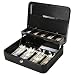 Jssmst Large Cash Box with Lock - 2017 New Metal Money Box 100% Safe, 11.8L x 9.5W x 3.5H Inches, Black, SM-CB0501L primary