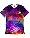 INTO THE AM Electric Nights Collection Men's All Over Galaxy Print Casual Tee Shirts