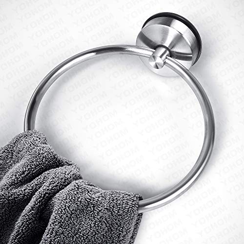 Yohom Suction Cup Bath Towel Rings Holder Hanger Rack for Bathroom