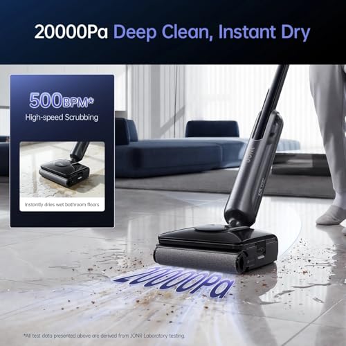 JONR H2 Pro Cordless Wet Dry Vacuum Cleaner with Warm Water Self-Cleaning, Innovative Odor Protection Design, 20,000Pa Hurricane Suction, 180°Lie-Flat with Zero Power & Capacity Loss (XL)