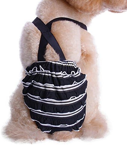 Fashion Shop Colorful Cosy Pet Dog Cotton Tighten Strap Sanitary Physiological Pants Pet Underwear Diapers (Black Stripe, XL (Waist 42-52CM))