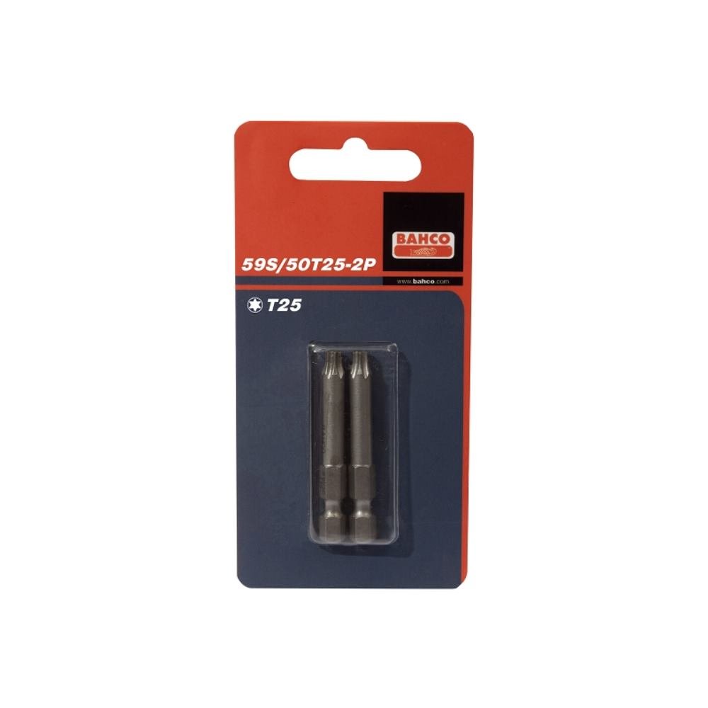 Bahco 59S/50T25-2P T25 Bits for Torx Head Screws, Multi-Colour, 50 mm, Set of 2 Pieces