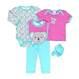 Baby Gear Baby-Girls 5 Piece Character LS Outfit Set Mint Purple Koala 3-6 M
