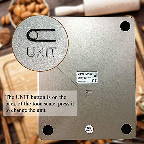 Food Weight Scale No Need Batteries Digital Kitchen Scale for Cooking Baking, Stainless Steel Scale with Tare Function Anti-Corrosion 11Lb （10g-5kg, Digital Food Scale Weight Grams and Ounces by CHAR - Thumbnail 4