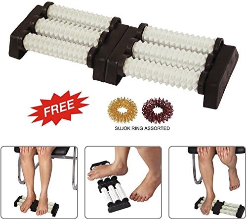 Acupressure n Massager SPIKED Double Foot Roller for Stress Relief, Boost Immunity With SuJok Rings