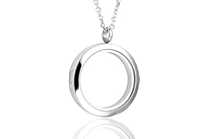 Jovivi 25mm/30mm Living Floating Memory Glass Locket Necklace - Stainless Steel Secure Buckle Closure