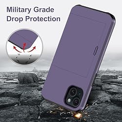 SAMONPOW for iPhone 15 Case with Card Holder Heavy