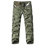 LEIDE Men's Casual Cotton Relaxed Straight-Fit Cargo Pants