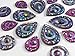 30 Pcs Purple Sparkly Iridescent Flat Back Teardrop, Circle Beads Cabochons