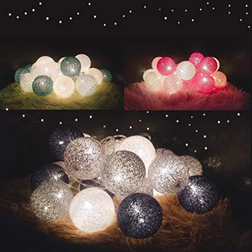 ABAMERICA Cotton Ball String Lights - 8 Modes 10.2 ft LED Waterproof Light for Birthday/Party/Christmas/Halloween/Kids Gift/Night Fairy Lights (USB Powered, Navy Blue)