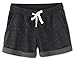 Vetemin Women's Juniors Cotton Stretch Activewear Lounge Shorts Black Melange L
